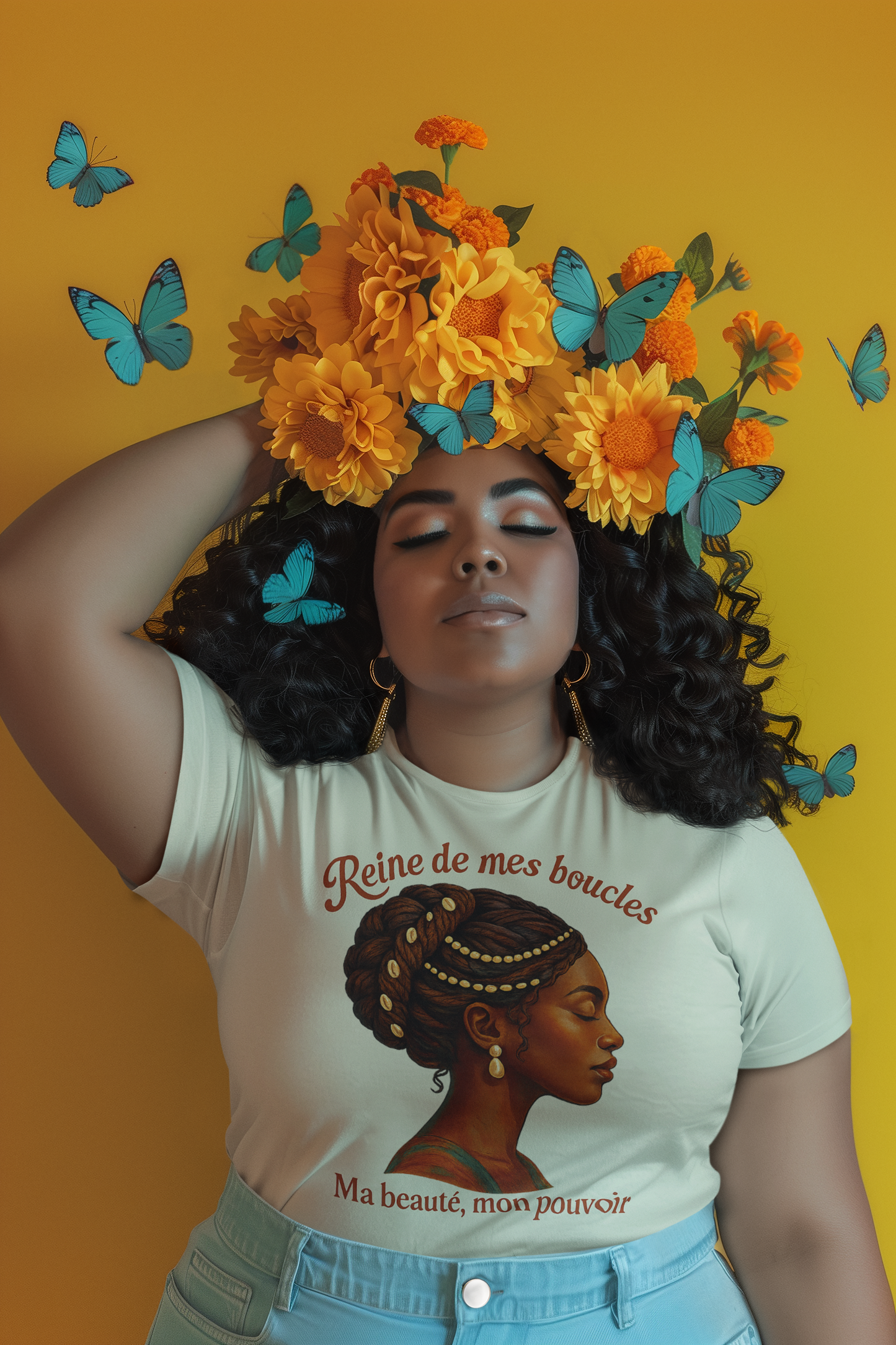 Women's Relaxed T-Shirt 👑 Reine de mes boucles – Ma beauté, mon pouvoir ✨